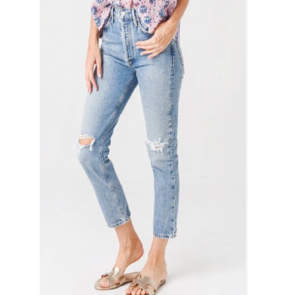 AGOLDE Riley Light Wash Denim High Rise Straight Leg Ankle Jean Women’s 29 - Picture 1 of 11